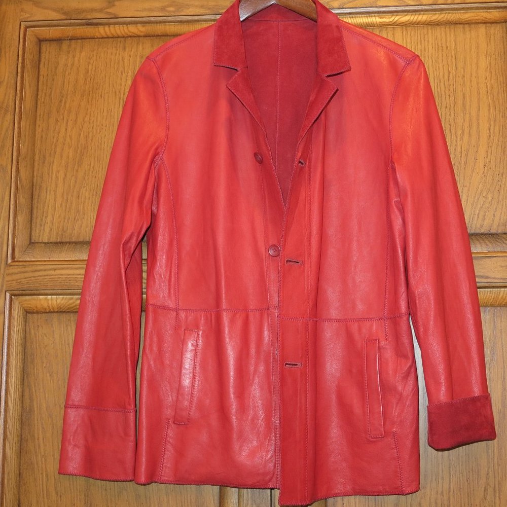Vera Pelle Italian Leather & Suede Red Reversible